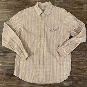 Banana Republic Shirt Men’s Yellow Checkered Button Up Shirt Size Large